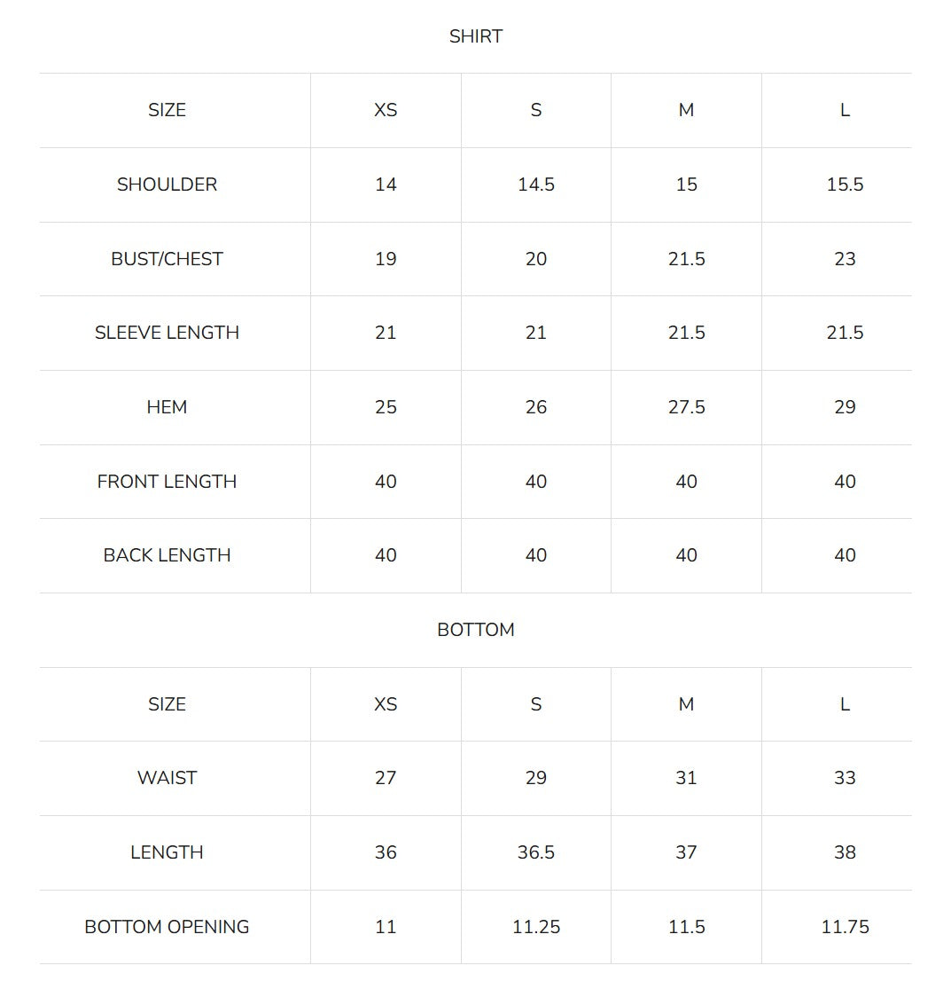 Size Guide