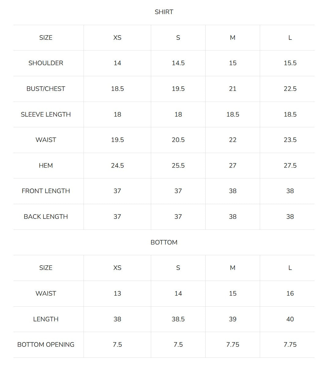Size Guide