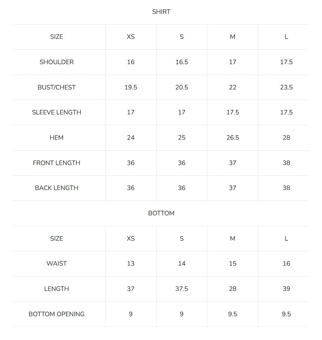 Size Guide